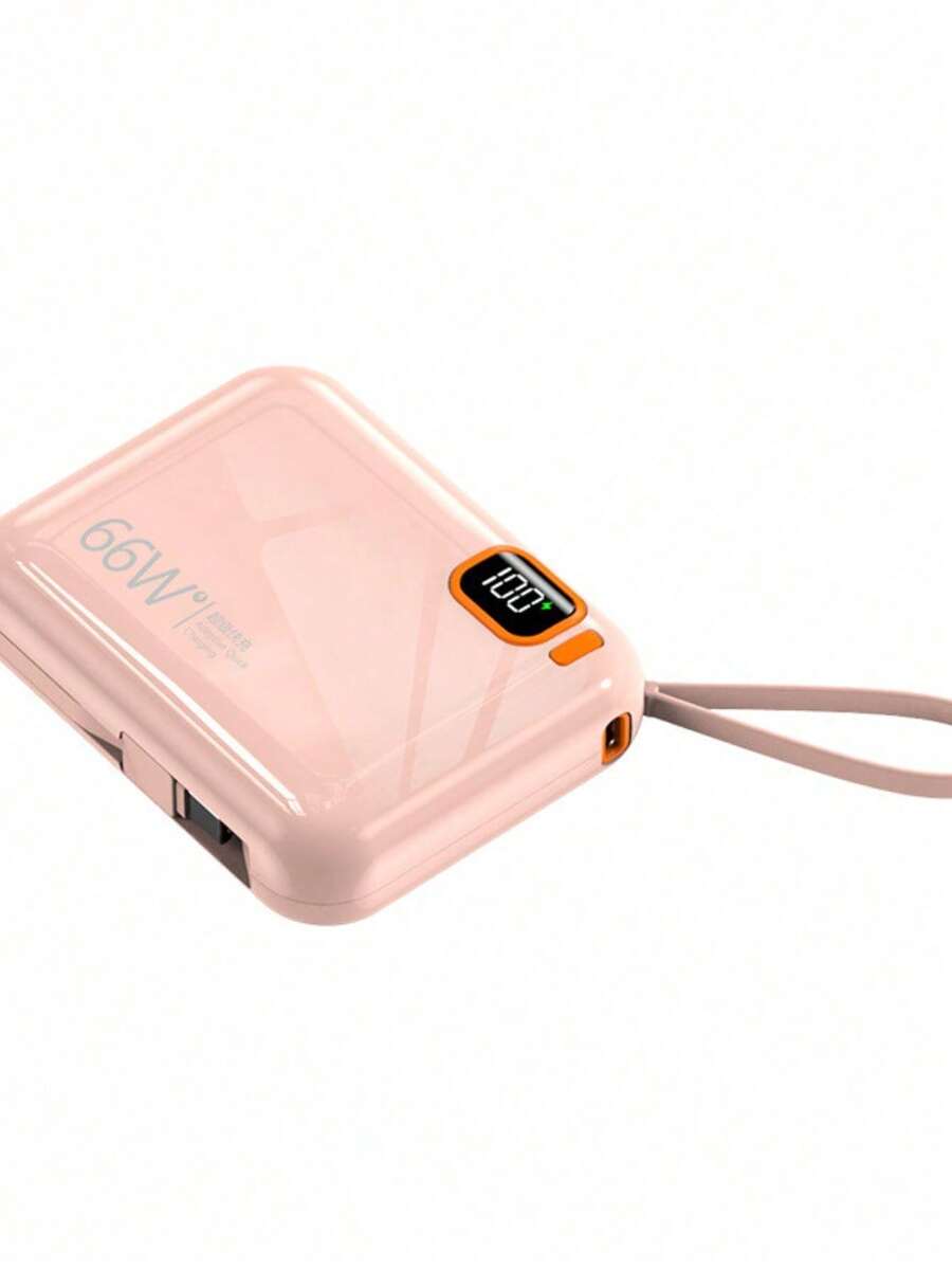 Carregamento rápido duplo oferece recarga super rápida bateria carregadora 12000mAh compacta com cabo integrado - rosa-12000mAh - Visão 1