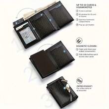 Men's Wallet With Zipper Coin Purse Automatic Pop-Up Metal Credit Card Holder - one-size - View 3