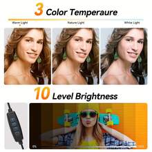 Juego de luz anular LED alimentado por USB con control remoto, luz anular ajustable para grabación de video, transmisión en vivo, reuniones en línea, trabajo remoto, maquillaje, selfie y creación de contenido, incluye soporte estable y soporte para teléfono, iluminación portátil para oficina en casa y estudio - Anillo de luz de 6 pulgadas + clip - Ver 8