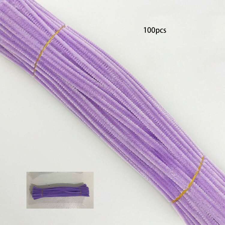 50/100Pcs Purple Pipe Cleaners, Multicolor Chenille Stems, Tinsel Wired Twist Sticks, Colorful Pipe Cleaner Craft Supplies, DIY Handmade Twist Hair Strip, Ideal For DIY Art Projects & Creative Handcraft - Multicolor - View 16