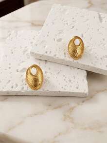 Women's Vintage Geometric Gold-Tone Stud Earrings, Waterproof Stainless Steel Jewelry, Summer Vacation Wedding Party Daily Gift Accessory - Multicolor - View 5
