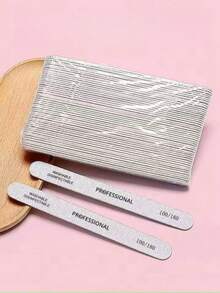 50pcs Professional Straight Wooden Nail Files, Thin Design For Manicure, Disposable, Clean And Economical - Grey - View 1