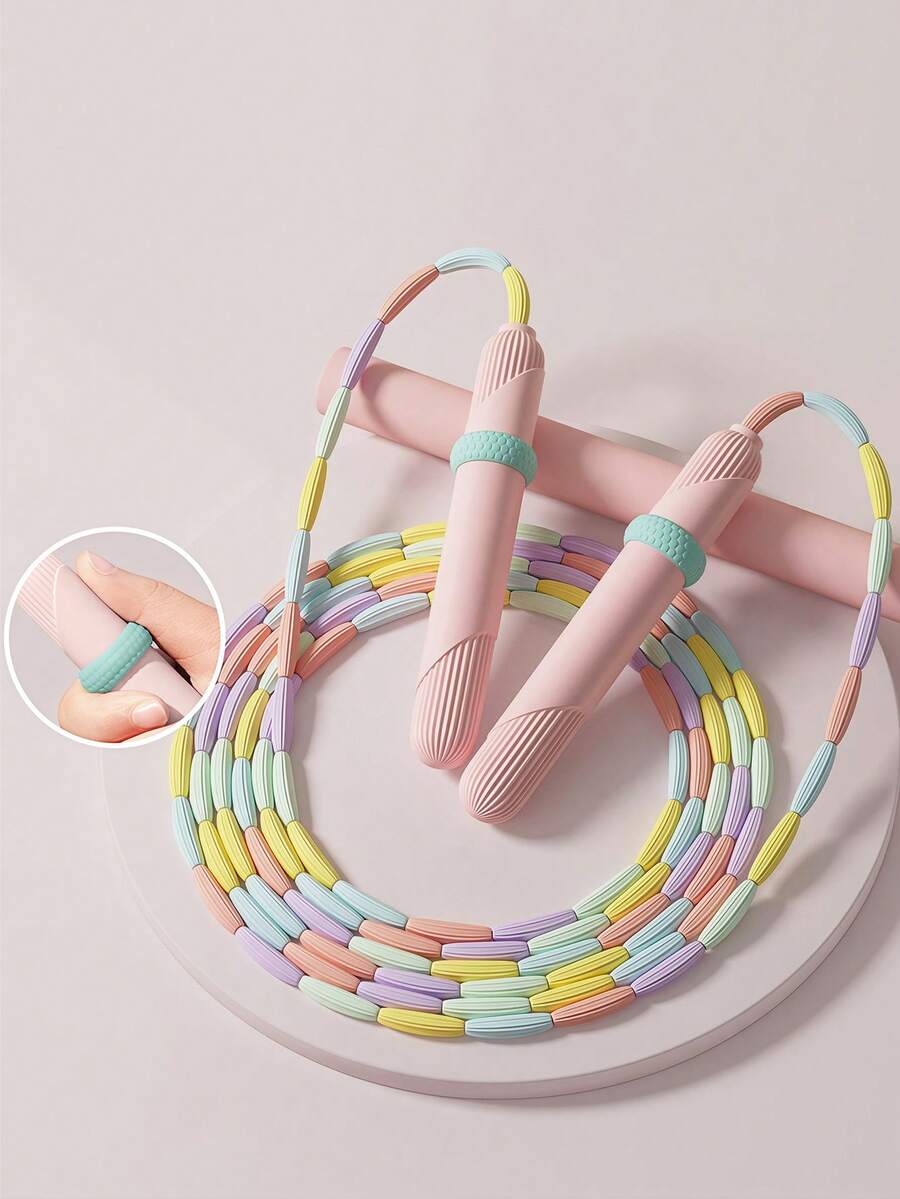 Tangle-Free Beaded Jump Rope With Anti-Slip Handle And Pain-Free Beads Aesthetic Soft Beaded Skipping Rope For Beginners Wear-Resistant Segmented Jumping Rope Perfect For Weight Loss Gymnastics Exercise Equipment Home Gym Essential Accessories - Multicolor - View 1