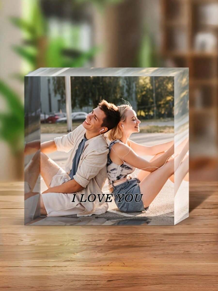 Kubus Foto Akrilik Kustom, Dekorasi Meja Kristal Bening dengan Cetakan Foto Personalisasi, Ornamen Meja Kantor Rumah, Rak Buku, Hadiah Suvenir Ulang Tahun, Pernikahan, dan Hari Jadi untuk Keluarga dan Teman
