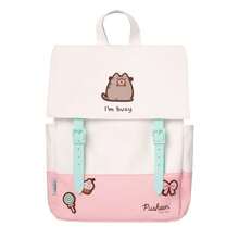 حقيبة ظهر مدرسية Pusheen بحجم 38 سم، 30x38x11 سم، حجرة رئيسية وجيوب جانبية، مقابض مبطنة، تصميم وردي وأبيض مع إغلاق بمشبك - الخيار 1 - مشاهدة 1