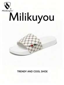 Milikuyou[ Spring/Summer New Style ]Men's Sports Slippers White Retro Pattern Elegant & Comfortable Open Toe Slippers Bathroom Slippers Beach Slippers Casual Street Wear Essential Item Suitable For Beach Home Pool And Daily Wear Size: 38-48 - White - View 21