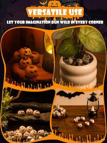 20/10/3pcs Halloween Mini Pumpkin Decorations, White Pumpkin Figurines, Horror Party Favors, Suitable For Home, Fish Tank, Micro Landscape, Flower Pot, Desktop, Halloween Decor Items - Multicolor - View 4