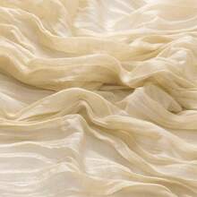 1pc Champagne Chiffon Table Cloth, Bohemian Sheer Tablecloth, Transparent Tulle Table Runner, Suitable For Wedding Bride Birthday Party Dining Table Decor - Champagne - View 7