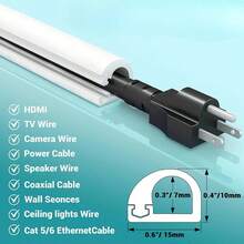 2M/3M Curved Anti-Crush Floor Cable Cover, Self-Adhesive Power Extension Cord Cable Management Tray, Cable Protector, Home Wire Organizer - A - View 5