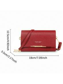Bolsa Transversal de PU da Moda Bolsa de Ombro com Aba Bolsa Feminina da Moda Bolsa para Celular & Carteira - Rosa chiclete - Visão 4