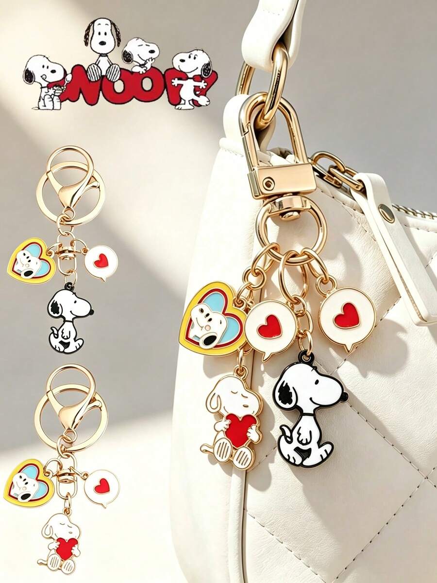 SNOOPY 12/8/4/2/1pc Cute Cartoon Snoopy Alloy Keychain, Student Couple Gift, Bag Charm, Key Ring, Backpack Pendant