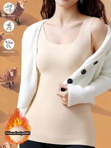 Sleeveless Ultra-Thin Thermal Underwear Top Women Top Winter Women Warm Clothes Top Base Layer Thermal Tank Tops Women Thermal Winter Tops Sports - Coffee Brown - View 2