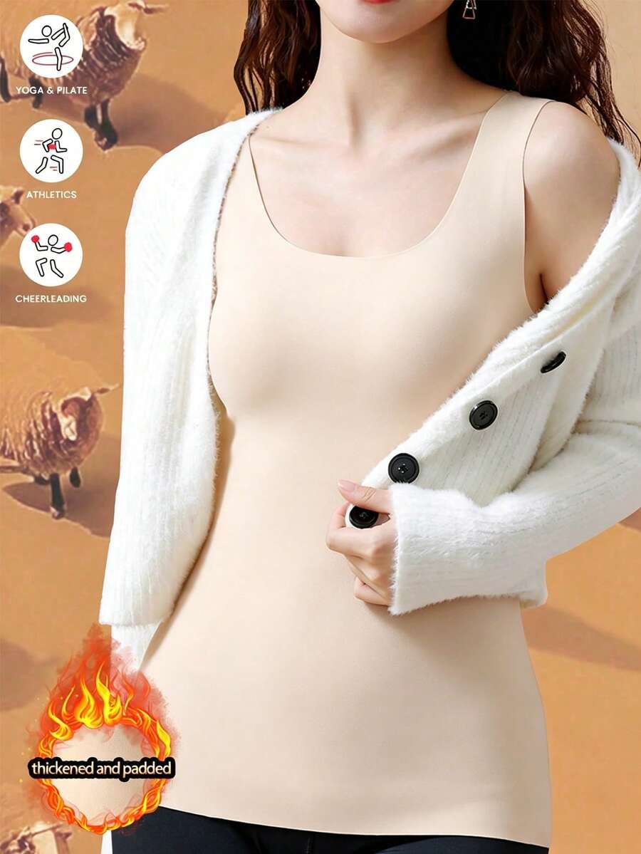 Sleeveless Ultra-Thin Thermal Underwear Top Women Top Winter Women Warm Clothes Top Base Layer Thermal Tank Tops Women Thermal Winter Tops Sports