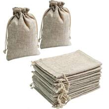 Linen Drawstring Gift Bags, Premium Linen Jewelry Storage Pouches, Rustic Wedding Guest Favors, Holiday Party, Souvenirs, Christmas, Handmade DIY - Linen Drawstring Bag - View 1