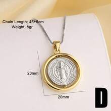 Vintage Spinner Virgin Mary Necklace For Women Copper Gold Plated San Benito Medal Necklaces Amulet Jewelry - Yellow Gold - View 12