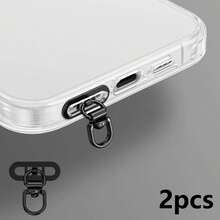 2/4/6pcs Mini 360° Rotating Ultra-Thin Stainless Steel Metal Phone Lanyard Clip, Multiple Macaron Color Options Compatible With IPhone 18, DIY Phone Case Side Hanging Speaker Hole, Single Hole Metal Connector, Anti-Drop Anti-Loss Finger Holder, Compact Ultra-Thin, Comfortable Grip, Phone Charm Decoration, Creative Personalized Phone Lanyard Connector, Phone Case Back Adhesive Pad Fixed Bracket, Universal Phone Accessory - Multicolor - View 14