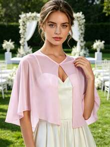 1pc Women Short Chiffon Wrap, Versatile Thin Shawl Cape, Lightweight Summer Cardigan For Dress Outfit - Chiffon Cardigan Shawl - View 10