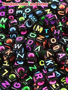 100pcs/Colorful Acrylic White Letter Square Spacer Beads,For Jewelry.,DIY Bracelet Necklace Earrings Making(Letter Color Random) - Bead - View 11