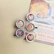 5/10pcs Mini Latte Art Coffee Fridge Magnets, Creative Resin Magnetic Memo Clips, Miniature Food DIY, Suitable For Kitchen, Pegboard, Office, Storage Cabinet, Dishwasher, Coffee Machine Multi-Scene Decoration, Christmas, Valentine's Day - Latte Art Coffee - View 4