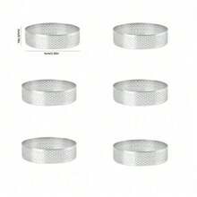 6pcs Stainless Steel Round Tart Ring Set - Perforated Mousse And Dessert Rings, Cookie Molds, Fruit Tart Molds, French Cheesecake Baking Tools, Suitable For Christmas, Easter, Thanksgiving - Multicolor - View 9