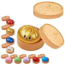 Dumpling Squishy Toy With Steamer Box, Gold Glitter Slow Rising Fidget Squishies, Squishy Sensory Toys For Classroom, Stress Relief Anxiety Fidgets For Adults Kids, Kawaii Food Shaped Collectible Squishies, Party Favors, Soft Pinch Gift, Gold - 金色 - 查看 2