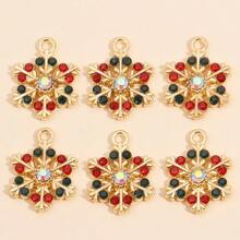 10Pcs Snowflake Series Pearl & Rhinestone Alloy Snowflake Pendants, Suitable For DIY Jewelry Making, Necklace Bracelet Earring Accessories, Christmas Holiday Decoration Gifts - Multicolor - View 27