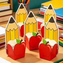 1/3/5/10pcs Red Apple Shaped Pencil Gift Boxes With Pencil Cards - Gift Boxes, Empty Party Favor Boxes Suitable For Back-To-School, Teacher Gifts, Candy & Treats, Party Decorations, Favors, Showers, Weddings, Graduation - Multicolor - View 2