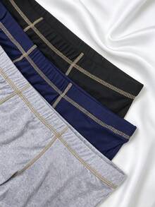 4pcs Men's Solid Color Comfortable Boxer Briefs, Simple Home Wear Men's Underwear Shorts - Multicolor - View 4