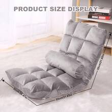 Floor Chair With Back Support, 5-Position Adjustable Folding Chair, Padded Gaming Chair, Meditation Chair For Adults, Comfy Lounge Recliner With Back Cushion, Side Pocket & Removable Cover, Lazy Sofa Sleeper For Gaming, Relaxing, Or Lounging - 灰色 - 查看 8