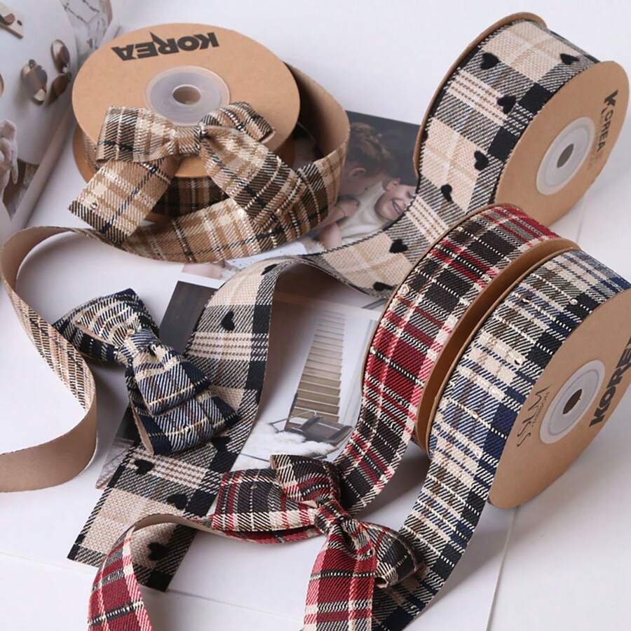 British Plaid Ribbon Supplies For DIY Bow, Flower Packaging, Shoe Clips, Hat Decor Accessories