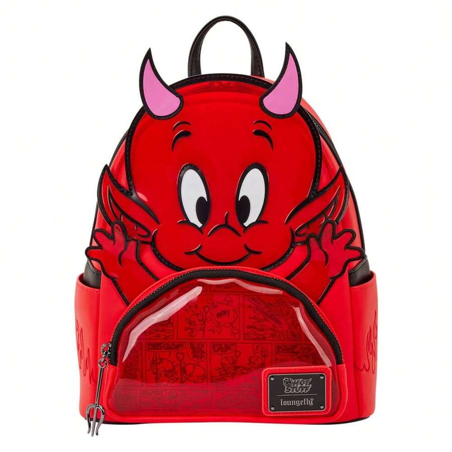 Safta Friendly Ghost Casper School Backpack, Mini Backpack 22.86x11.43x26.67 Cm, Red Design With Horns And Transparent Front Pocket, Zipper - Option 1 - View 1