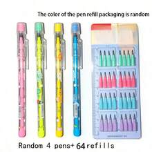 4 Pen Barrels + 32(64) Replacement Leads Random Color Set Funny Missile Egg-Laying Pencil | No-Sharpening Mechanical Pencil, Creative Humorous Teacher Gift And Christmas Surprise Stationery | Essential Tool For Student Hand-Drawn Sketching - Multicolor - View 8