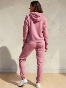2-PIECE CASUAL SET FOR LADIES, HOODIE AND PANTS - Pink - View 1