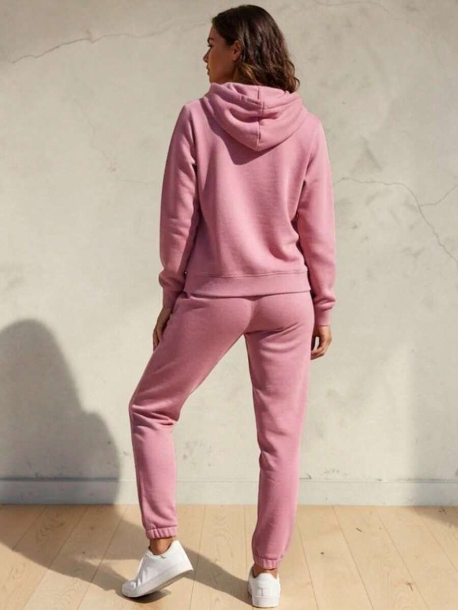2-PIECE CASUAL SET FOR LADIES, HOODIE AND PANTS - Pink - View 1