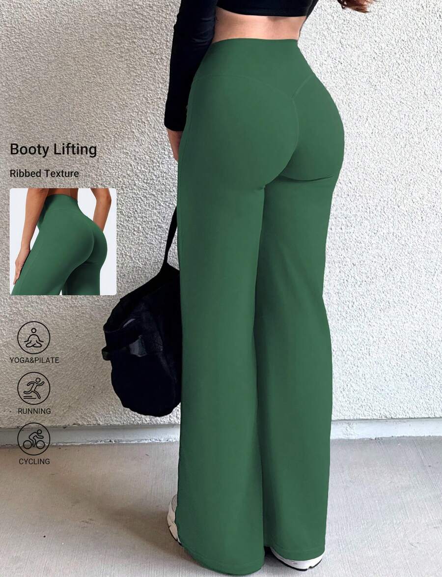 YEOREO Workout Leggings Womens No Front Seam Straight Leggings 29" High Waist Buttery Eddiy Gym Yoga Pants Winter Leggings For Women - 暗綠 - 查看 1