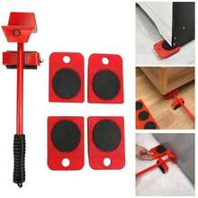 Juego de herramientas para elevar y trasladar muebles - Rodillos para muebles pesados, kit de deslizadores para muebles - Herramienta profesional de alta resistencia para elevar muebles con rodillos de traslado (ROJO, talla única) - A - Ver 3