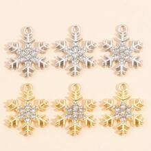 10Pcs Snowflake Series Pearl & Rhinestone Alloy Snowflake Pendants, Suitable For DIY Jewelry Making, Necklace Bracelet Earring Accessories, Christmas Holiday Decoration Gifts - Multicolor - View 7