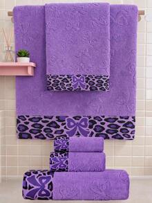 QIBHI 100% Cotton 4PCS Oversized Bath Towel Set 28x55Inches, Ultra Soft Highly Absorbant Compact Quickdry & Lightweight Large Bath Towels, Ideal For Gym Travel Camp Pool - Purple - View 2