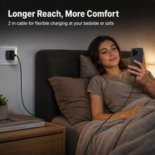 240W Type-C 快充編織 USB 轉 USB-C 數據線，相容 、 及其他智慧型手機、平板電腦、筆記型電腦 USB-C 充電線 - 黑色 - View 4