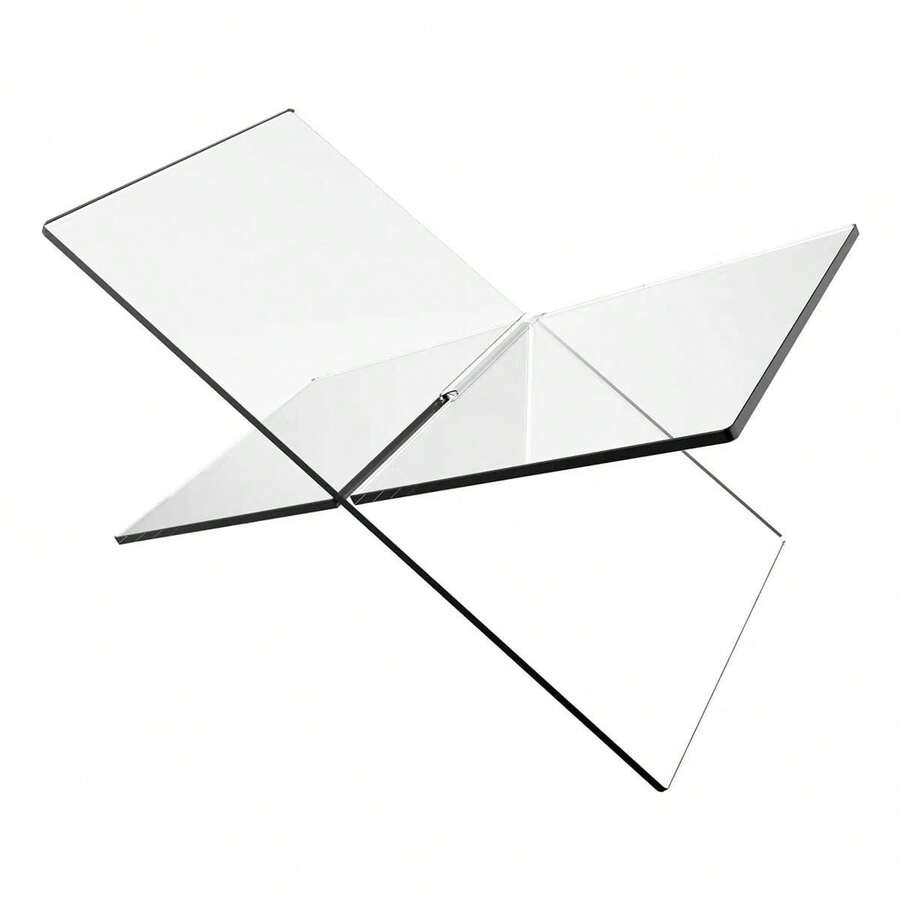 1pc X-Shaped Transparent Acrylic Bookshelf, Reading Book Display Stand, Music Album And Book Display Rack, White And Black Home Display Shelf, Suitable For Library, Cookbook, Music Album And Various Books Reading And Storage - Transparent - View 1