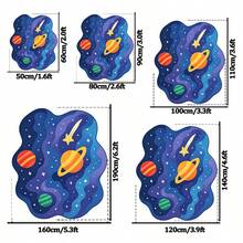 1pc-Cartoon Planet Bedroom Carpet, Short Pile Easy To Clean, Asymmetrical Bedroom Rug, Game Room Mat, Cute Home Decor Carpet - Multicolor - View 4
