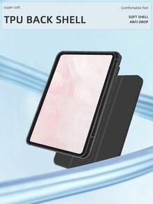 1件黑色保護殼附筆槽，啞光TPU軟殼，適用於iPad Mini 4/5/6/Mini 7/9.7/10.2/10.5/Air 4/Air 5/10th/10.9/Pro 11"/Air 11(M2)/Air 13(M2)/Pro 11(M4)/Pro 11(M4) 2024 12.9"/ Air 13(M3 2025)/ Air 11-Inch(M3) 2025/(A16) 11 Inch 11th Generation 2025，三折可調支架，親膚布料，蜂巢散熱內殼，內建筆槽，不含筆，左側筆槽無法直接充電 - 黑色 - 查看 4