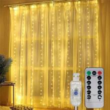 100/200/300/600LED Curtain String Lights, USB Powered Fairy Garland Lights. 8 Lighting Modes, With Remote Control (Battery Not Included), Suitable For Home Bedroom Window Wall Stage. Romantic Proposal Confession, Birthday Party, Wedding Celebration Background Atmosphere Decoration Hanging String Lights, Valentine's Day Halloween Christmas Holiday Decoration - USB Plug Curtain Light - View 26