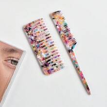 2 pièces Ensemble de peignes en acétate, peigne à dents larges pour démêler et peigne à séparer, outil de coiffage, peigne de poche portable, accessoire de mode, accessoire pour cheveux de femme, outil pour cheveux, voyage, décontracté - Multicolore - Voir 14