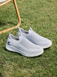 CAMEL CROWN Men's Outdoor Non-Slip Casual Spring Breathable Mesh Slip-On Walking Shoes - Light Grey - View 3