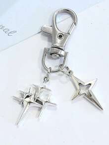 1pc Creative Four-Pointed Star Pants Chain, Keychain Pendant, Alloy Star Moon Decor For Phone/Bag, Suitable For Daily Wear - Silver - View 7