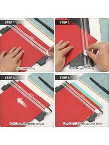 2 PCS Paper Dual-Direction Sliding Cutter, Paper Trimmer, With Replacement Blades, Mini Scrapbook Cutting, Photo Cropping Machine, First Day Of School - Multicolor - View 5