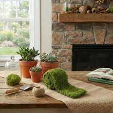 Fake Moss Mat, Artificial Moss Table Runner For Wedding Decor Table Centerpieces Fairy Garden Crafts Indoor Green Faux Grass Wall Decor (Green: 4x47Inch / 10x120cm) - Green - View 6