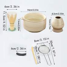 5PCS Middle Eastern Style Matcha Starter Kit Comes With Spouted Matcha Bowl, Bamboo Matcha Whisk, Whisk Holder, Matcha Scoop And Powder Sifter, Complete All-In-One Matcha Tools. Great For Traditional Matcha Tea Ceremony, - Multicolor - View 2