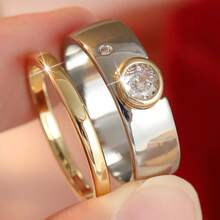 Luxury Stackable Rings - With Cubic Zirconia, Everyday Party Rings - Two-color - View 2